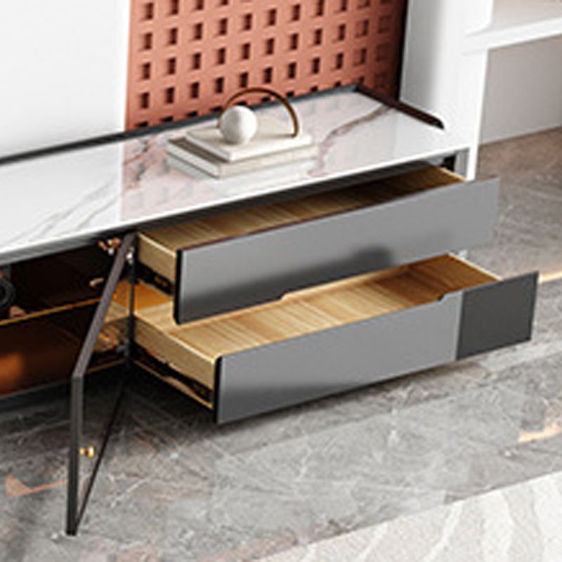 Soporte de televisión moderno de 16 "D Consola de TV de pizarra de almacenamiento cerrado con puerta de vidrio