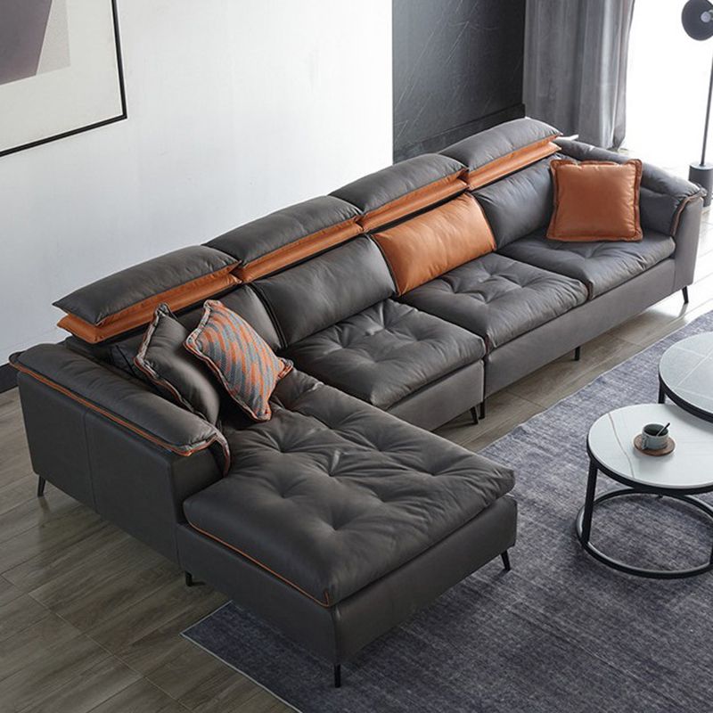 Divano trapuntato moderno e sezione resistente alle macchie chaise .41.33 pollici in grigio scuro