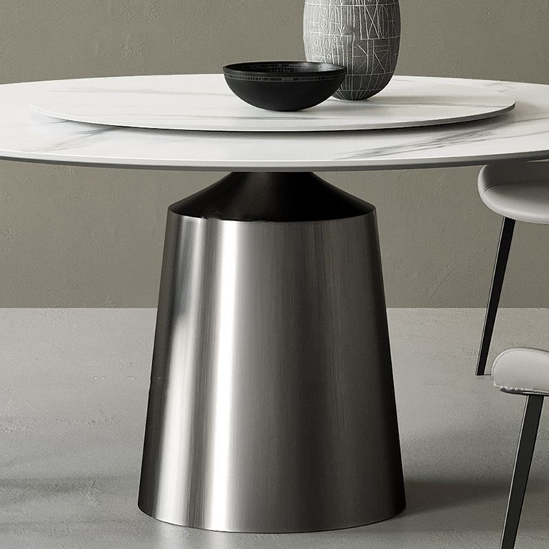 Tavolo da pranzo in pietra rotonda mobili bianchi moderni con base di piedistallo per casa