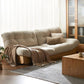 Scandinavian Solid Wood Beige Armless Sofa with Tufted Back for Living Room