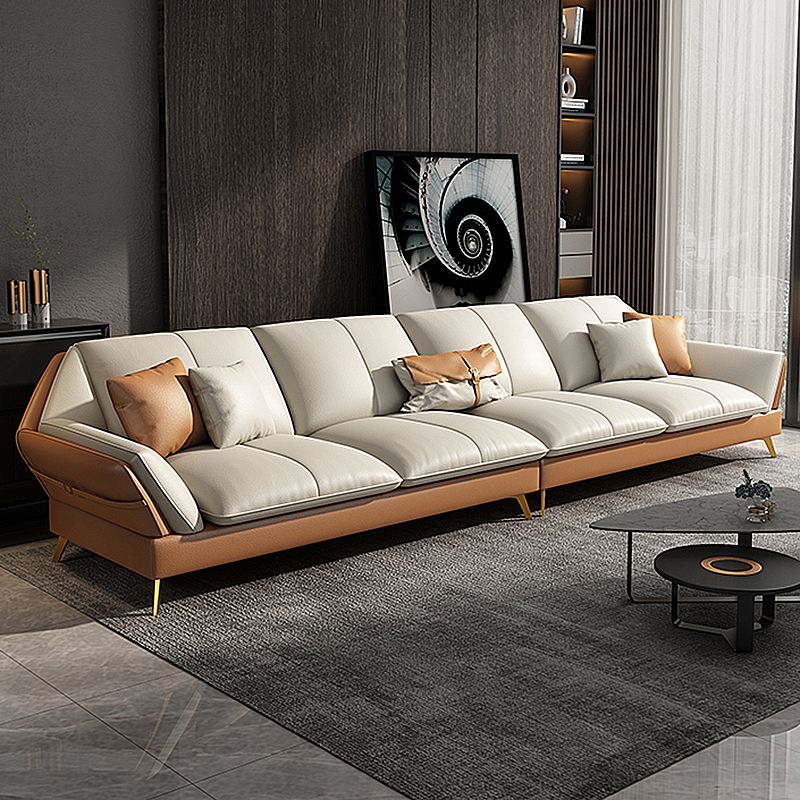 Faux Leather Cushion Back Sectional 32.68"High Pillow Top Arm Sofa with Storage Clearhalo 'furn' 'furn_sectionals' 'Furniture' 'furniture_sectionals' 'kitchen' 'kitchen_sectionals' 'Living Room Furniture' 'Sectionals' 1200x1200_02a83655-7e33-4bfe-8bb5-b4d5134bf2a4