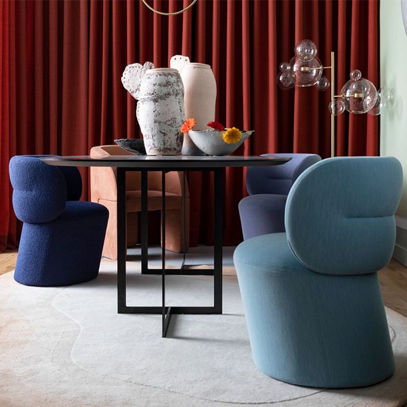 Stile nordico con sede a sedile in tessuto Sedia Parsons fissa senza braccio