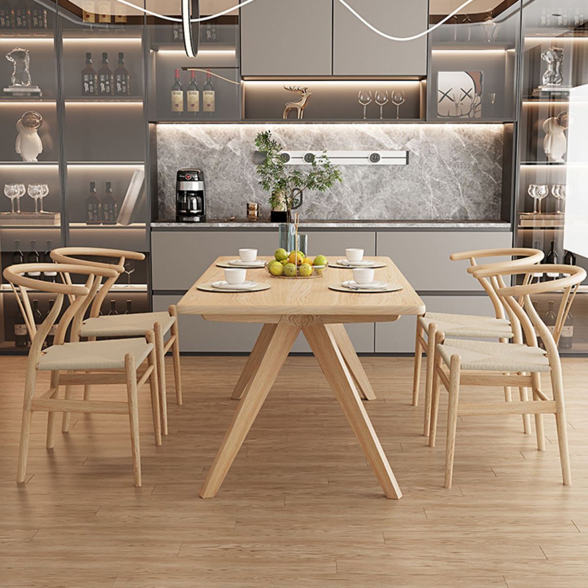 Pine Solid Wood Dining Table Rectangle Dining Table in Natural