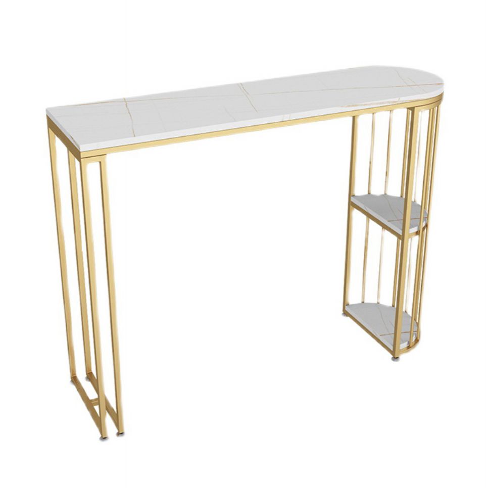 Glam Style Bar Table Stone Top Iron Base Pub Table with Shelf for Living Room, Only Table Clearhalo 'Bar Furniture' 'Bar Tables' 'bar_tables' 'furn' 'furn_bar_tables' 'Furniture' 'furniture_bar_tables' 'Kitchen & Dining Furniture' 1200x1200_02ac471c-d1f6-47f2-8347-6eda18fd4bc5
