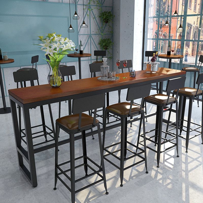 Trestle Base Dining Table Rectangle Brown Solid Wood Bar Table for Kitchen Living Room Clearhalo 'Bar Furniture' 'Bar Tables' 'bar_tables' 'furn' 'furn_bar_tables' 'Furniture' 'Kitchen & Dining Furniture' 1200x1200_02ac621b-0946-4e0d-8896-aea80f2b640f