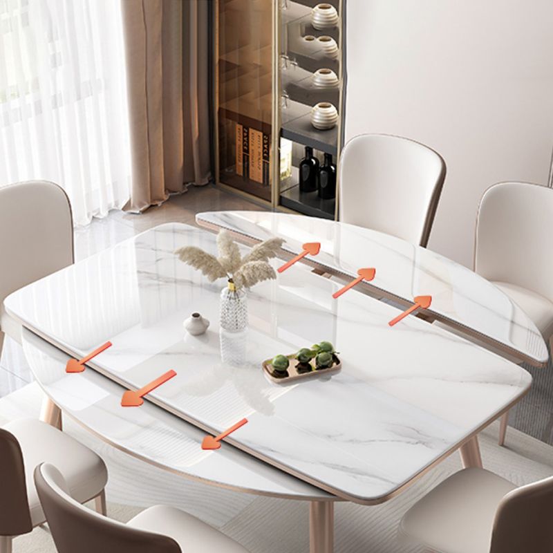 Pieds en caoutchouc de table à manger rectangulaire en pierre pliable pour salle à manger