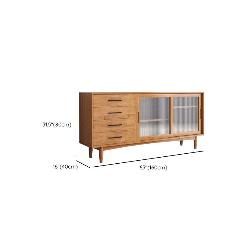 Estilo moderno Almacenamiento marrón Credenza Buffet Buffet de madera sólida con 4-Drawer
