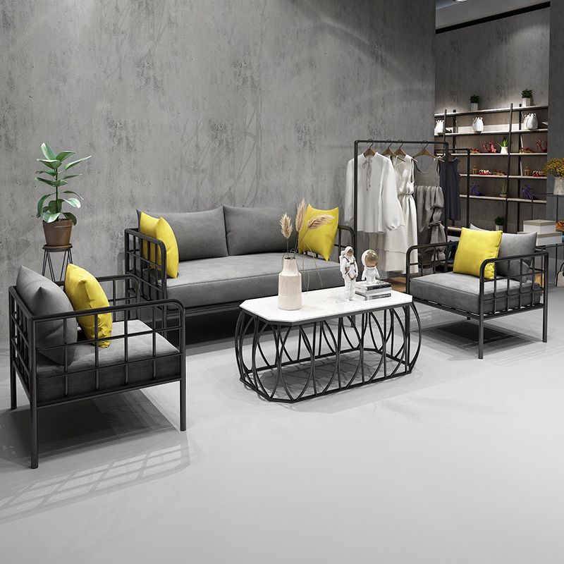 Contemporary Metal Square Arm Sofa Fabric Cushions Sofa for Living Room Clearhalo 'furn' 'furn_sofas' 'Furniture' 'Living Room Furniture' 'Sofa' 'sofas' 1200x1200_02ae4010-c03a-41e3-8c51-b9b7d119e95d