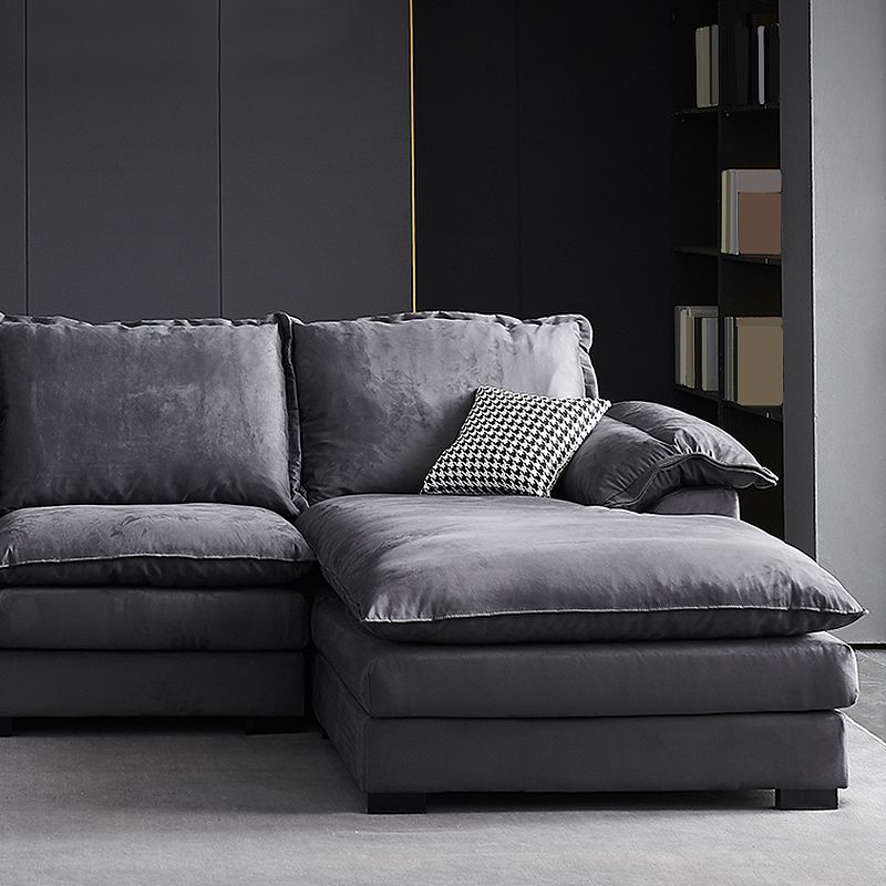 Fabric Pillow Top Arm Sectional 29.53"High Cushion Back Sofa, Black Clearhalo 'furn' 'furn_sectionals' 'Furniture' 'furniture_sectionals' 'Living Room Furniture' 'Sectionals' 1200x1200_02afaf52-4a6d-4945-ae8b-f693e42d9297