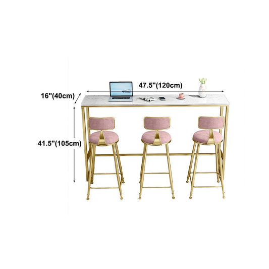 Stone Top Bar Table Traditional Luxury Rectangle Bar Table with Gold Trestle Base Clearhalo 'Bar Furniture' 'Bar Tables' 'bar_tables' 'furn' 'furn_bar_tables' 'Furniture' 'furniture_bar_tables' 'Kitchen & Dining Furniture' 1200x1200_02b05ee3-c306-477d-b168-1fda4e470347