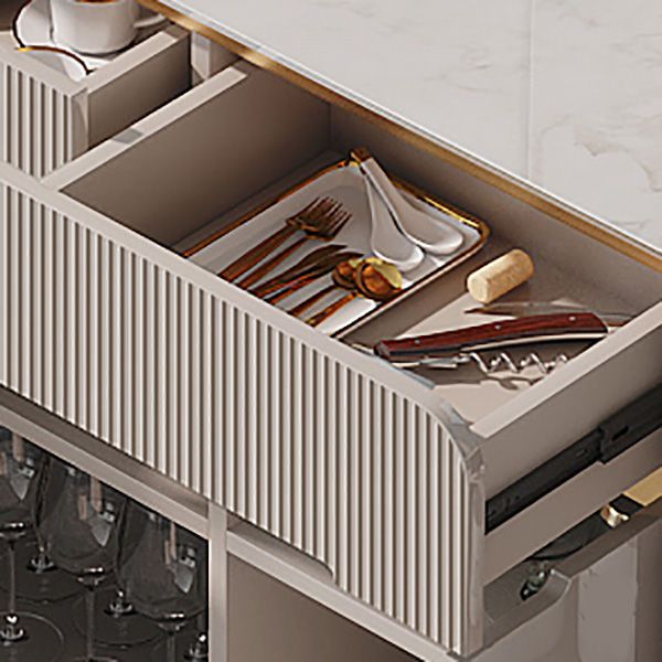 Scheda laterale moderna per scaffalature regolabili in pietra di calcolo con cassetti e armadi