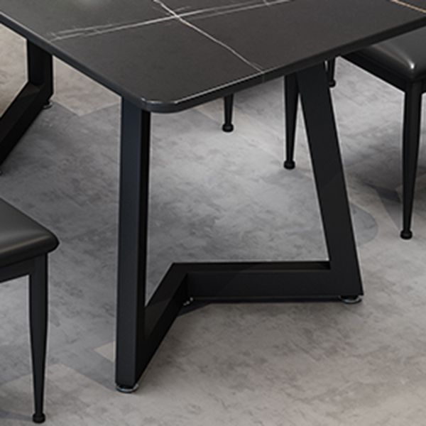 Industrial Style Dining Table Black Sintered Stone Dining Table with Metal Base Clearhalo ' dining_table' 'Dining Tables & Seating' 'Dining Tables' 'furn' 'furn_dining_table' 'Furniture' 'furniture_dining_table' 'Kitchen & Dining Furniture' 'kitchen&dining_furn' 'kitchen' 'kitchen_dining_table' 1200x1200_02b3db0b-cd52-4053-9efa-41e6a01e1e4a