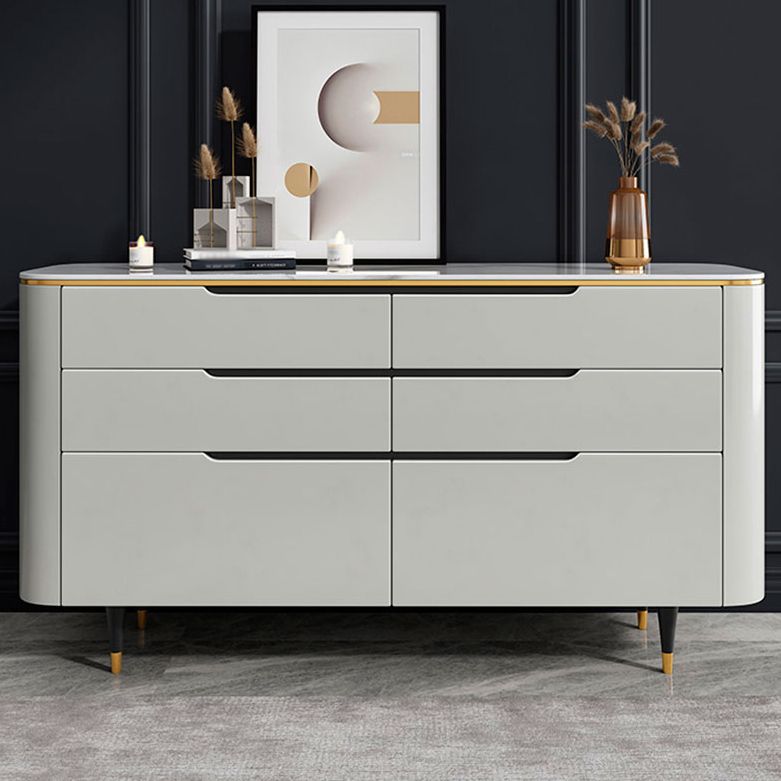 6-schüchternen Holz Sideboard moderner Tisch mit Steinarbeitsplatte für Wohnzimmer
