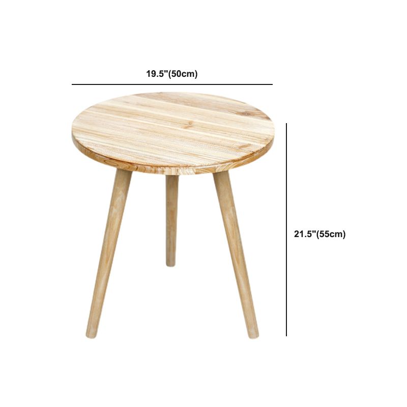 French Country 3 Legs Sofa Side Accent Table Solid Wood Round End Table