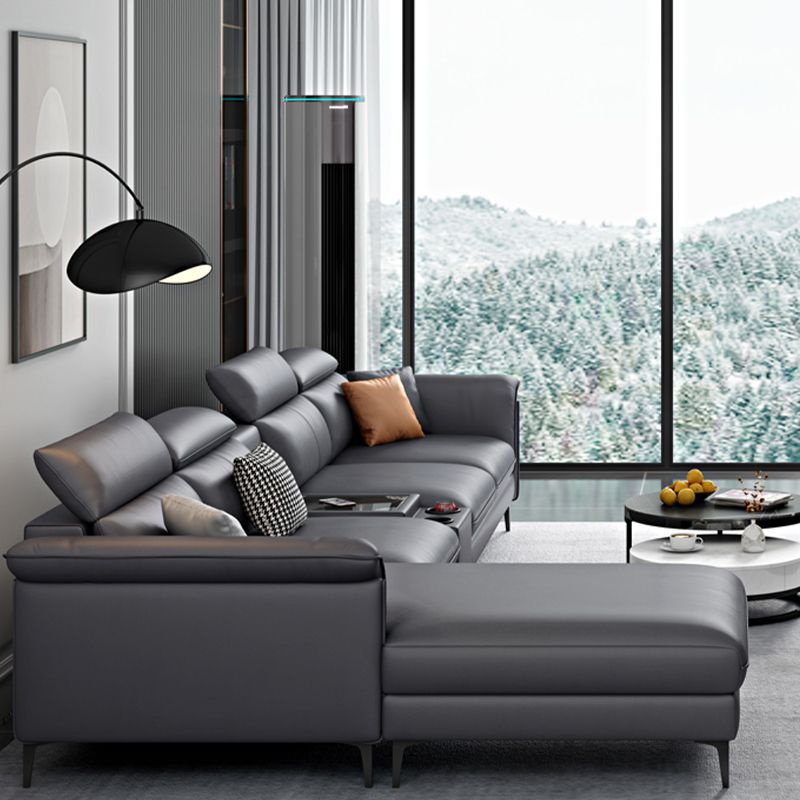 Dark Gray Modern Pillow Top Arm Sectional with Removable Cushions for Living Room Clearhalo 'furn' 'furn_sectionals' 'Furniture' 'furniture_sectionals' 'kitchen' 'kitchen_sectionals' 'Living Room Furniture' 'Sectionals' 1200x1200_02b5b494-dcf9-4532-ac54-0aa027b90cb4
