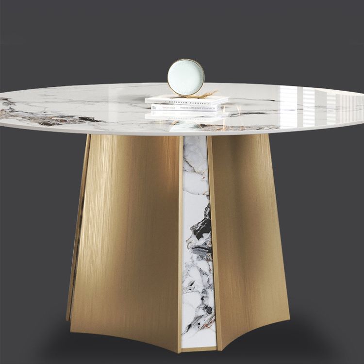 Modern Dining Sintered Stone Table Dining Round Table with Metal Legs for Home Use Clearhalo 'Dining Tables & Seating' 'Dining Tables' 'dining_table' 'furn' 'furn_dining_table' 'Furniture' 'Kitchen & Dining Furniture' 1200x1200_02bb5ff8-c7d0-4140-a7c9-d301121935ed