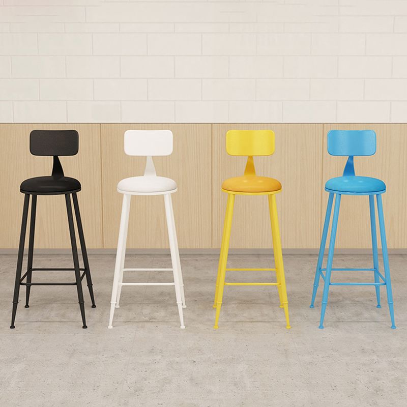 Contemporary Metal Stool PU Leather Barstools in Matte Finish for Indoor