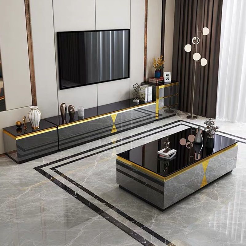 15.75-inch H Glass TV Stand Glam TV Stand for TVs with 4 Drawers Included Clearhalo 'furn' 'furn_tv_stands_entertainment_centers' 'Furniture' 'Living Room Furniture' 'TV Stands & Entertainment Centers' 'TV Stands & Media Storage Furniture' 'tv_stands_entertainment_centers' 1200x1200_02bd7806-6875-41b4-b57a-7a108560e577