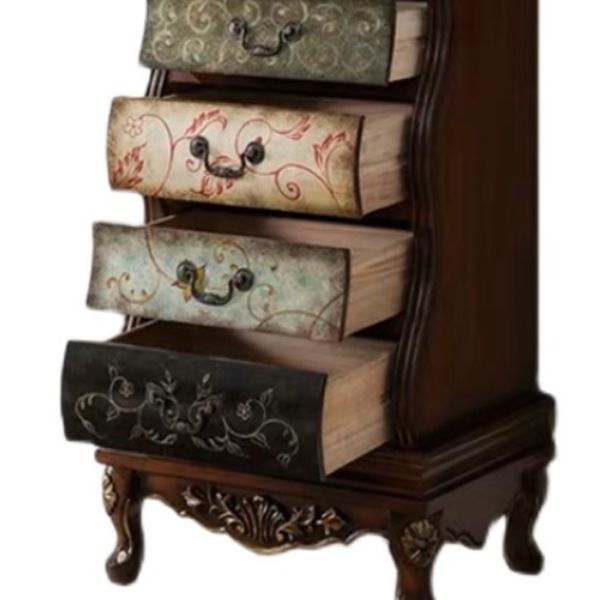 Commode en bois massif de coffre de rangement traditionnel avec 7 tiroirs, largeur de 16,5 pouces