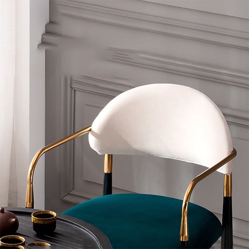 Sedia a braccio in stile glam velluto sedia da pranzo aperta per uso domestico