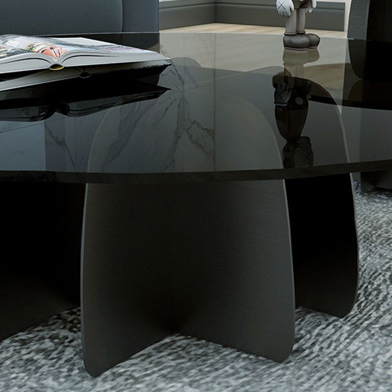 Abstract Base Design Circular Glass Table with Modern Style Coffee Table