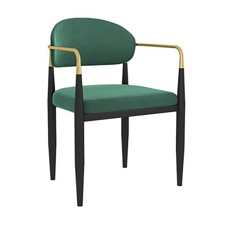 Eigentijdse eetkamerstoelen arm open achterstoelen met metalen benen