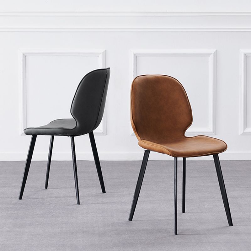 Modern Style Chair Faux Leather and Metal Dining Side Chair for Home Clearhalo 'Dining Chairs' 'Dining Tables & Seating' 'dining_chair' 'furn' 'furn_dining_chair' 'Furniture' 'Kitchen & Dining Furniture' 1200x1200_02c4649b-88d7-4f9a-b1df-0de594098344