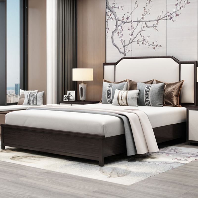 Mid-Century Modern Standard Bed Upholstered Headboard Ash Panel Bed