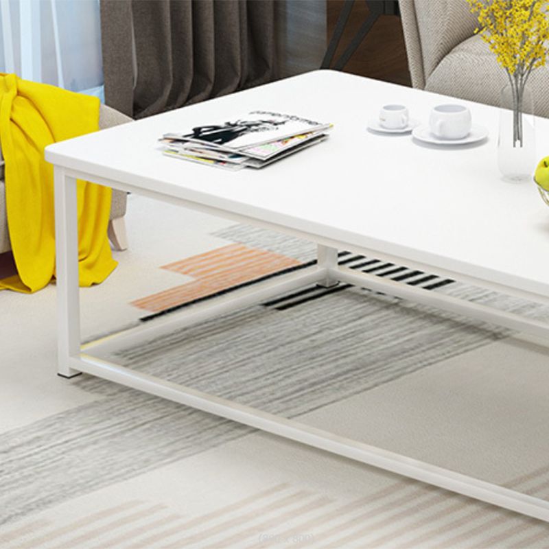 Modern Style Rectangular Wooden Table with Metal Frame Base Coffee Table Clearhalo 'Coffee & Accent Tables' 'Coffee Tables' 'coffee_tables' 'furn' 'furn_coffee_tables' 'Furniture' 'Living Room Furniture' 1200x1200_02c52bde-14b0-4a32-a94c-5b8742d451fd