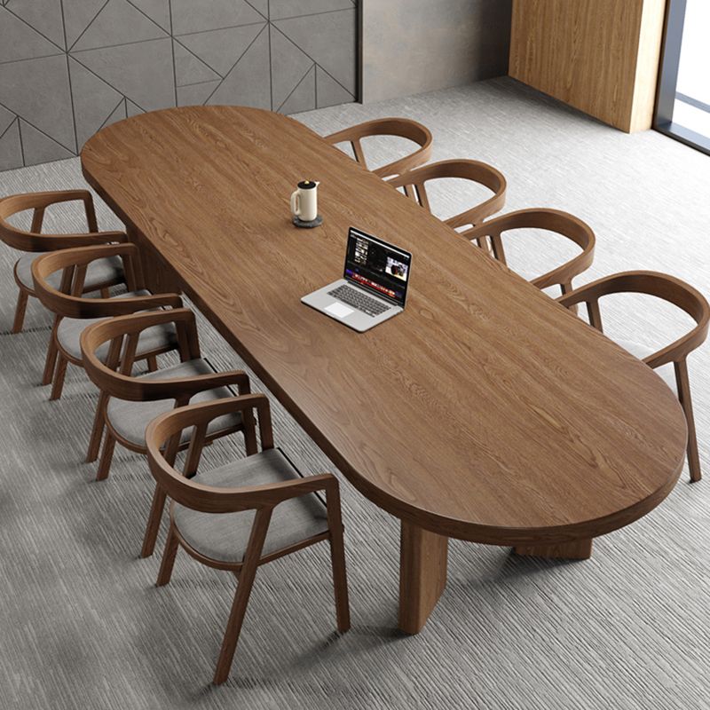 Moderne massieve houten tafel voor restaurant ovale tafel met 4 poten
