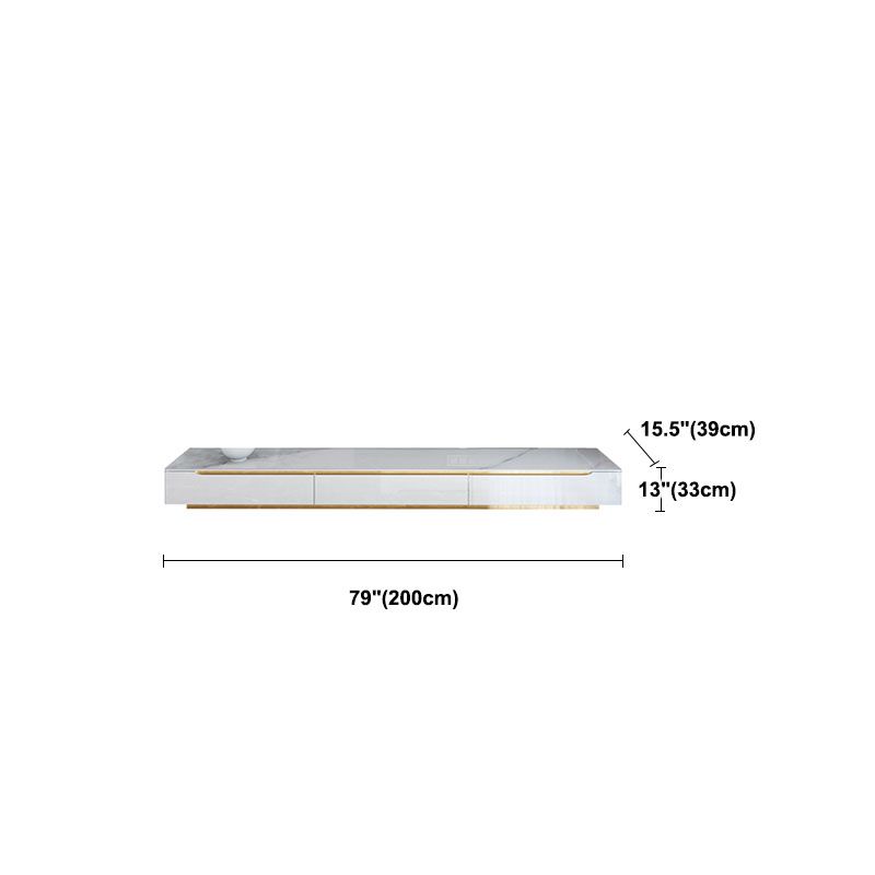 15,35 "W TV -Ständer weißer Glamstil geschlossener Speicherfernseher mit Schubladen