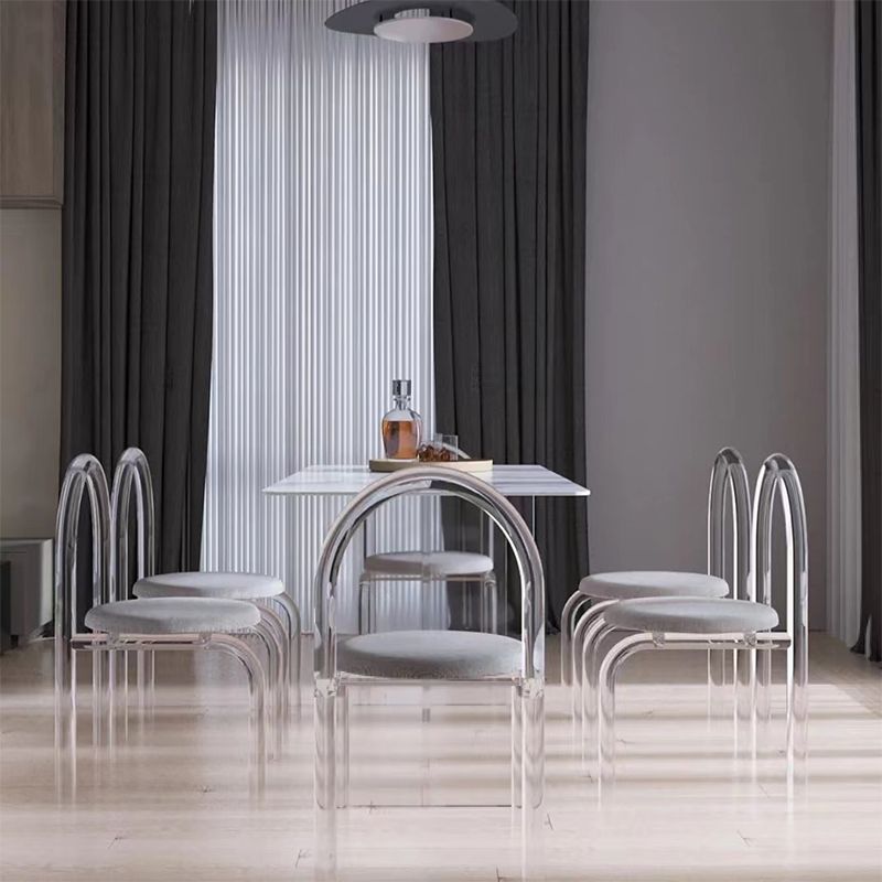 Sintered Stone Dining Table White Modern Dining Table with Acrylic Base Clearhalo 'Dining Tables & Seating' 'Dining Tables' 'dining_table' 'furn' 'furn_dining_table' 'Furniture' 'furniture_dining_table' 'Kitchen & Dining Furniture' 'kitchen' 'kitchen_dining_table' 1200x1200_02c784ab-9d14-4c7b-957a-9e67cac24bef