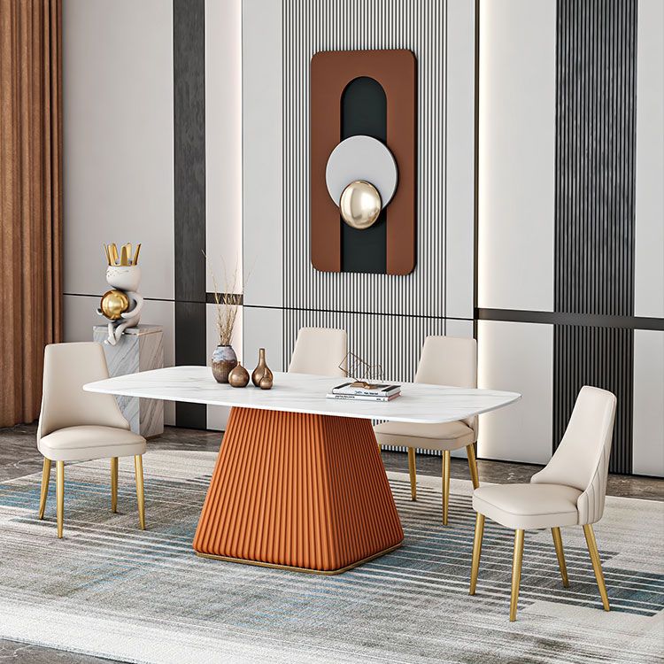 Glam Dining Room Set with¬†Rectangle Sintered Stone Top and Pedestal Base Dining Furniture Clearhalo 'Dining Room Sets' 'Dining Tables & Seating' 'dining_room_set' 'furn' 'furn_dining_room_set' 'Furniture' 'furniture_dining_room_set' 'Kitchen & Dining Furniture' 'kitchen&dining_furn' 'kitchen' 1200x1200_02c85b5b-96c6-43fd-a98e-8adbc3771939
