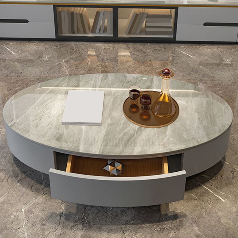 Table basse de base de piédestal noir glam avec un dessus en ardoise et un tiroir