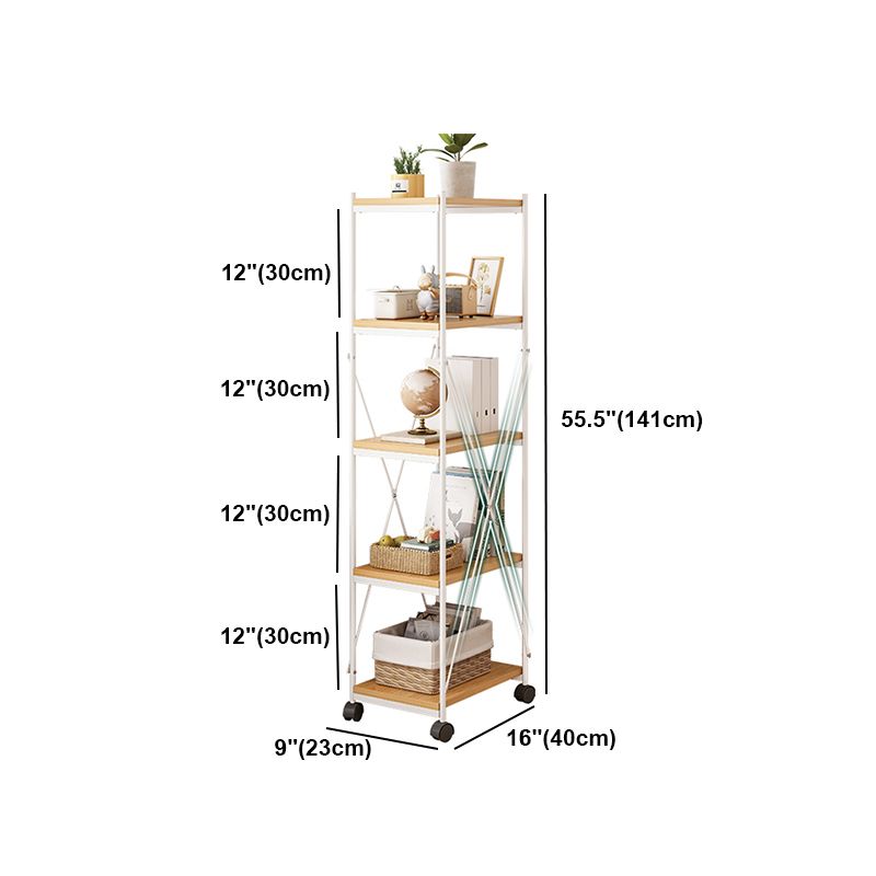 Scandinavian Style Etagere Bookcase Metal Open Back Bookshelf with Wheels Clearhalo 'Bookcases' 'furn' 'furn_bookcases' 'Furniture' 'furniture_bookcases' 'Office Furniture' 1200x1200_02ca64be-efc0-4e6c-949f-cdb6a768e731