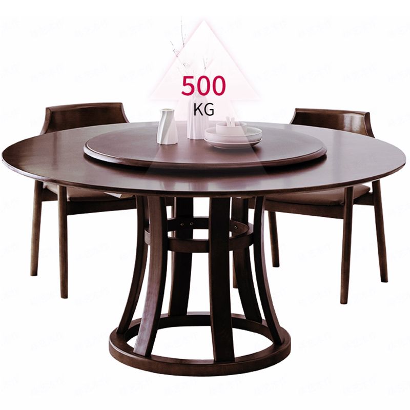 Rotatable Wooden Round Table in Brown Rubber Wood Dining Table with Pedestal Clearhalo ' dining_table' 'Dining Tables & Seating' 'Dining Tables' 'furn' 'furn_dining_table' 'Furniture' 'furniture_dining_table' 'Kitchen & Dining Furniture' 'kitchen&dining_furn' 'kitchen' 'kitchen_dining_table' 1200x1200_02cb919c-ff56-4740-b160-7cd59893861b