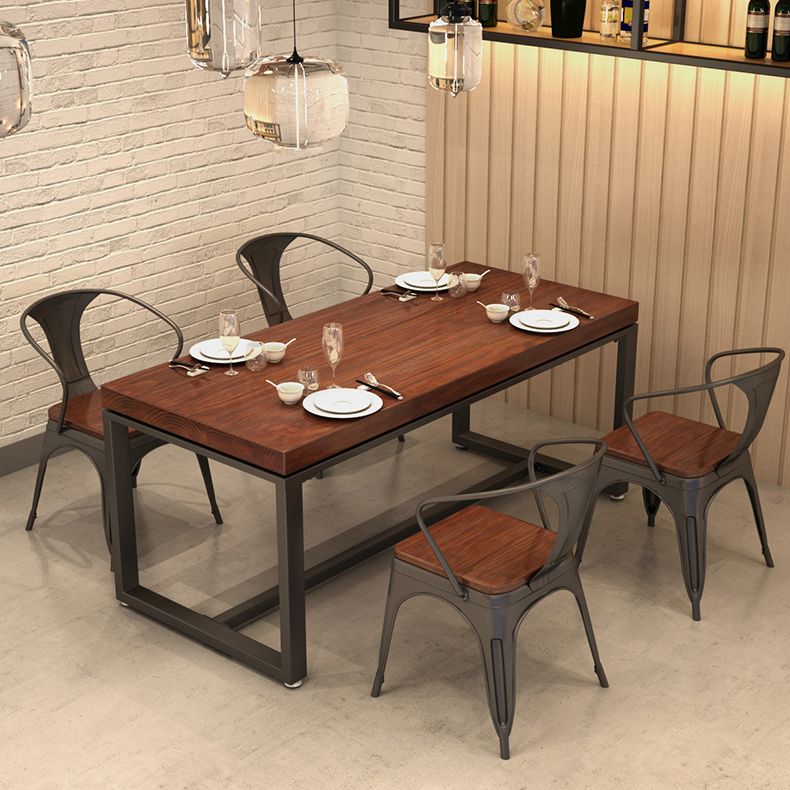 Solid Wood Dining Table Industrial Dining Table with Black Frame Clearhalo 'Dining Tables & Seating' 'Dining Tables' 'dining_table' 'furn' 'furn_dining_table' 'Furniture' 'furniture_dining_table' 'Kitchen & Dining Furniture' 'kitchen' 'kitchen_dining_table' 1200x1200_02cc56ee-9d10-4941-b44d-56275d3fc019
