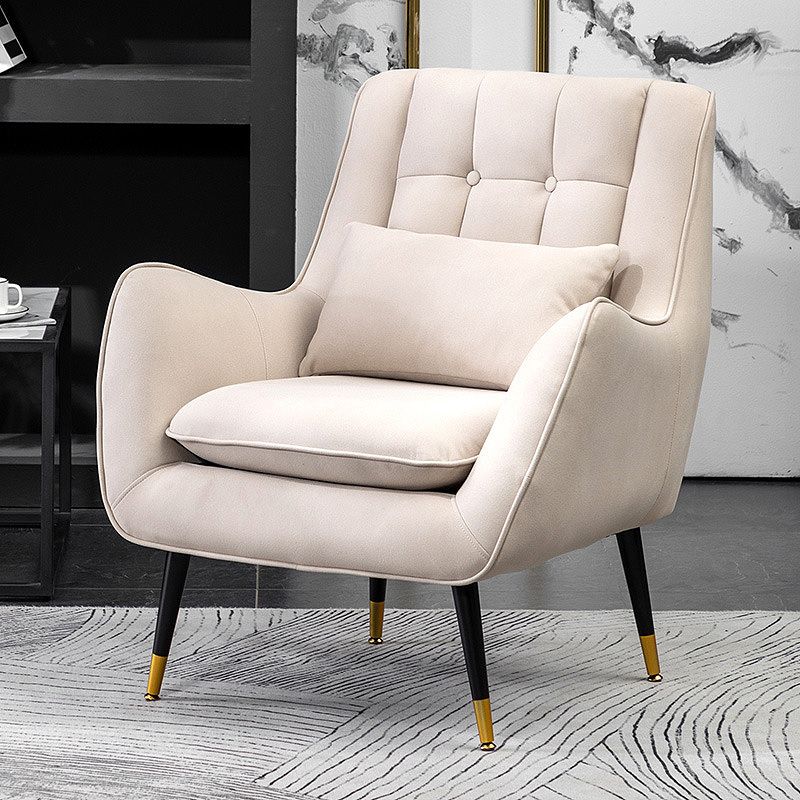 Contemporary 30.7" Wide Barrel Accent Chair with Basic Four Legs for Bedroom