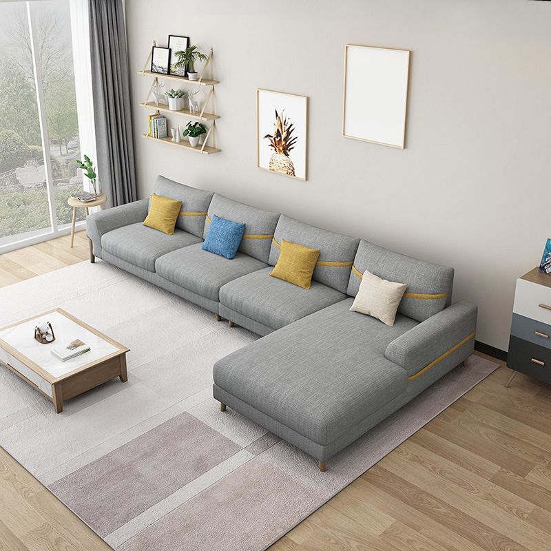 Oreiller sectionnel de tissu dos et canapé sectionnel des bras carrés pour 4 personnes