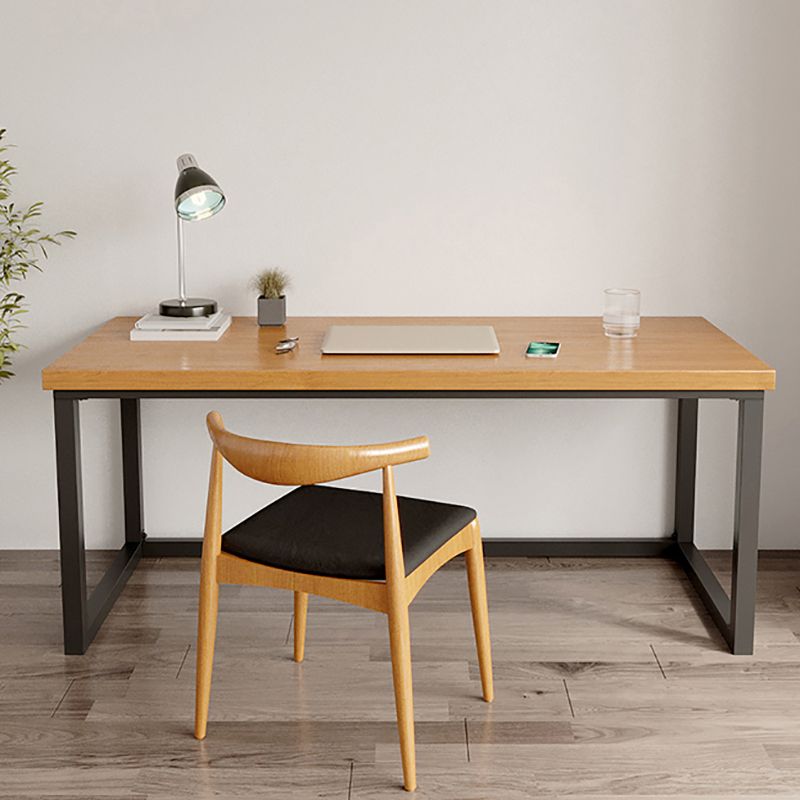 Modern Rectangular Writing Desk Solid Wood Office Desk with Metal Base Clearhalo 'furn' 'furn_office_desk' 'Furniture' 'Office Desks' 'Office Furniture' 'office_desk' 1200x1200_02d2f800-2379-4192-a120-d4a42893742a
