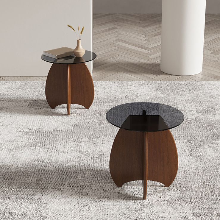 Contemporary Style Side End Table Solid Wood Sofa Side Accent Table Round Side End Table