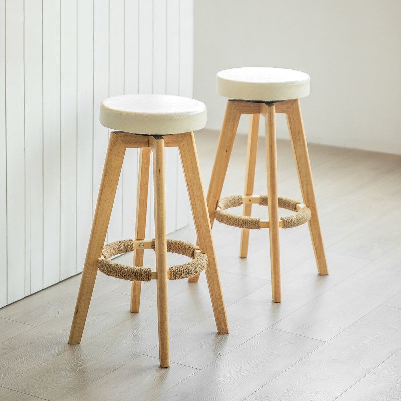 Modern Counter Bar Stool Armless Leather Bar Stool with Footrest and Swivel, Wood Base Clearhalo 'Bar Furniture' 'Bar Stools' 'bar_stools' 'furn' 'furn_bar_stools' 'furniture_bar_stools' 'Kitchen & Dining Furniture' 'kitchen&dining_furn' 'kitchen' 'kitchen_furn' Furniture' 1200x1200_02d4109a-eac5-4aae-a1d8-e4f8f69ba98d