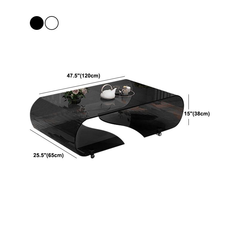 Modern Style Glass Top Coffee Cocktail Table with Storage Shelf Clearhalo 'Coffee & Accent Tables' 'Coffee Tables' 'coffee_tables' 'furn' 'furn_coffee_tables' 'Furniture' 'Living Room Furniture' 1200x1200_02d554b2-3ae9-409a-810f-53d46b3dd305