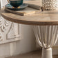 Rustic Wooden Round Top Side Table Metal Pedestal End Table - Distressed Surface Treatment