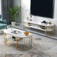 Glam Marble Coffee Cocktail Table Frame Oval Coffee Table with Shelf Clearhalo 'Coffee & Accent Tables' 'Coffee Tables' 'coffee_tables' 'furn' 'furn_coffee_tables' 'Furniture' 'Living Room Furniture' 1200x1200_02d60ba3-6cd2-494b-8320-0faaf5bf90d4