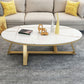 Glam ovale leistenen salontafel, 47 cm hoge cocktailtafel met ijzeren kruispoten