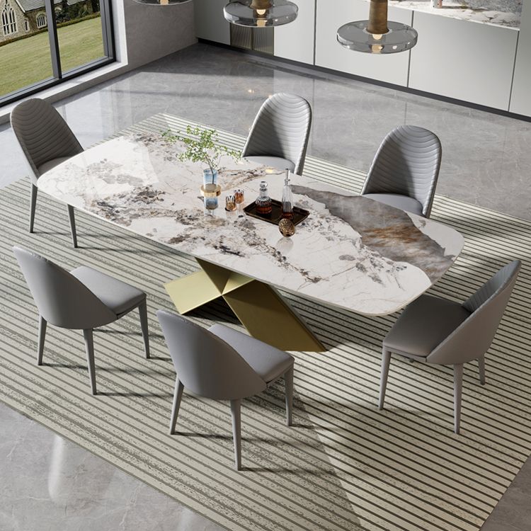 Nordic Glam gesinterde stenen eettafel rechthoekige tafelset 1/3/4/5/6/7-delige eetset