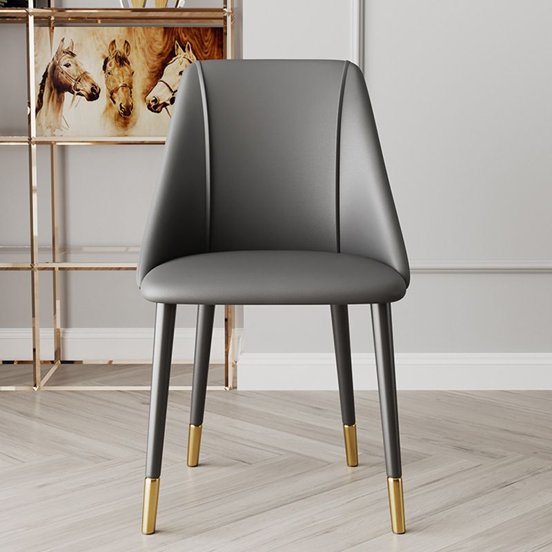 Glam Upholstered Dining Side Chair Faux Leather and Metal Dining Chair Clearhalo 'Dining Chairs' 'Dining Tables & Seating' 'dining_chair' 'furn' 'furn_dining_chair' 'Furniture' 'Kitchen & Dining Furniture' 1200x1200_02dbd03e-ab8f-43ad-94ad-c02dba2ac371