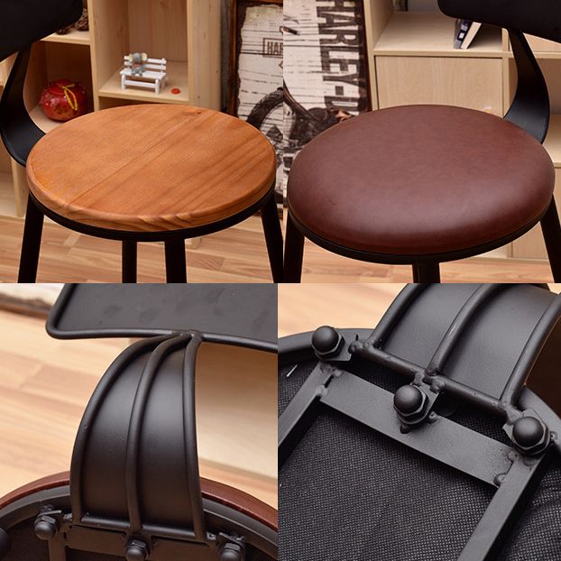 1/3 Pieces Industrial Iron Bar Table Set Round Bistro Set with Pine Wood Top