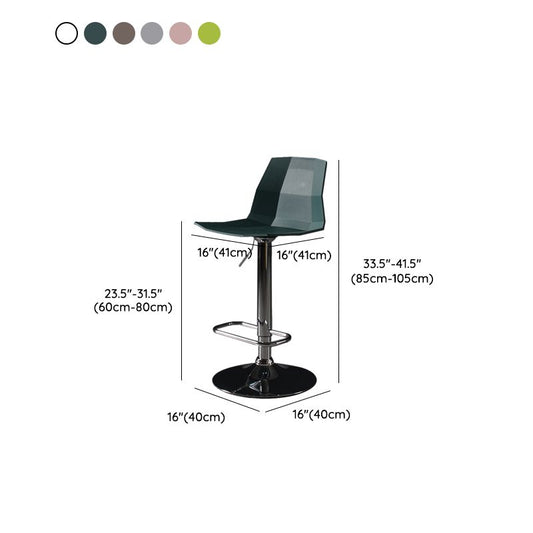 Sgabelli da barre di plastica contemporanea sgabello da pranzo ad altezza regolabile con poggiapiedi